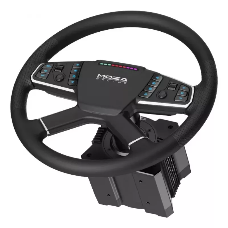 Moza Racing TSW volante, volante, PC, con cable e inalámbrico, negro, aluminio, cuero sintético, polímero, cable