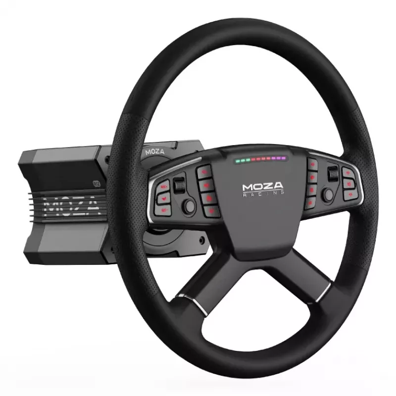 Moza Racing TSW volante, volante, PC, con cable e inalámbrico, negro, aluminio, cuero sintético, polímero, cable