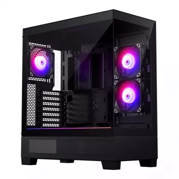 Caja de PC Phanteks XT View torre negra — torre Midi, cristal templado, RGB, compatible con ATX/EATX/Micro-ATX/Mini-ITX, GPU hasta 41,5 cm, disipador de CPU 184 mm