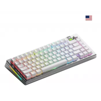 Teclado mecánico GLORIOUS GMMK 3 PRO 75% Prebuilt inalámbrico, USB + RF + Bluetooth, QWERTY, plata