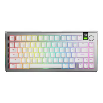 Teclado mecánico GLORIOUS GMMK 3 PRO 75% Prebuilt inalámbrico, USB + RF + Bluetooth, QWERTY, plata