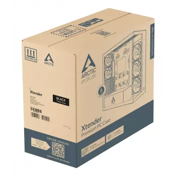 ARCTIC Xtender VG (Black) Caja de PC E-ATX Premium con montaje vertical de GPU