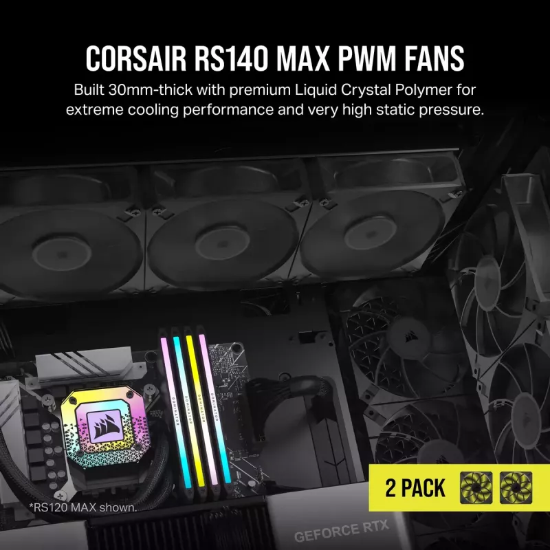 Ventilador Corsair RS140 MAX ventilador para caja de ordenador 14 cm negro 2 uds.