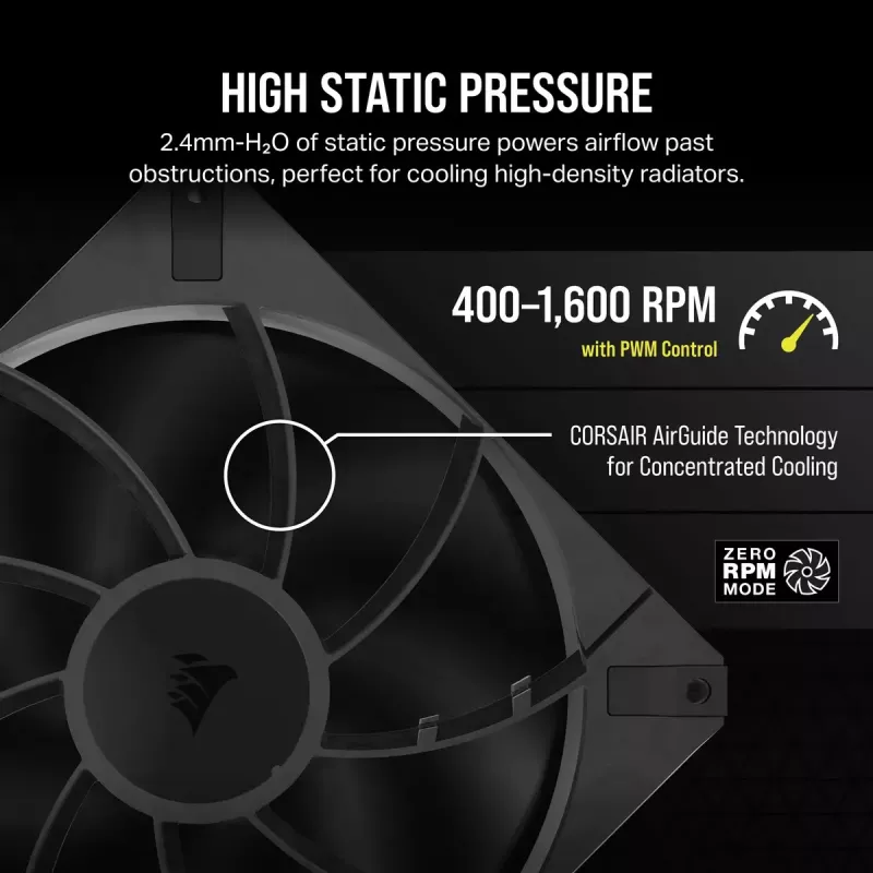 Ventilador Corsair RS140 MAX ventilador para caja de ordenador 14 cm negro 2 uds.