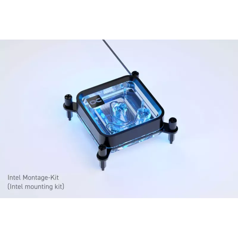 Bloque de agua Alphacool Core 1 LT Aurora Acrílico Cobre Níquel Negro Transparente