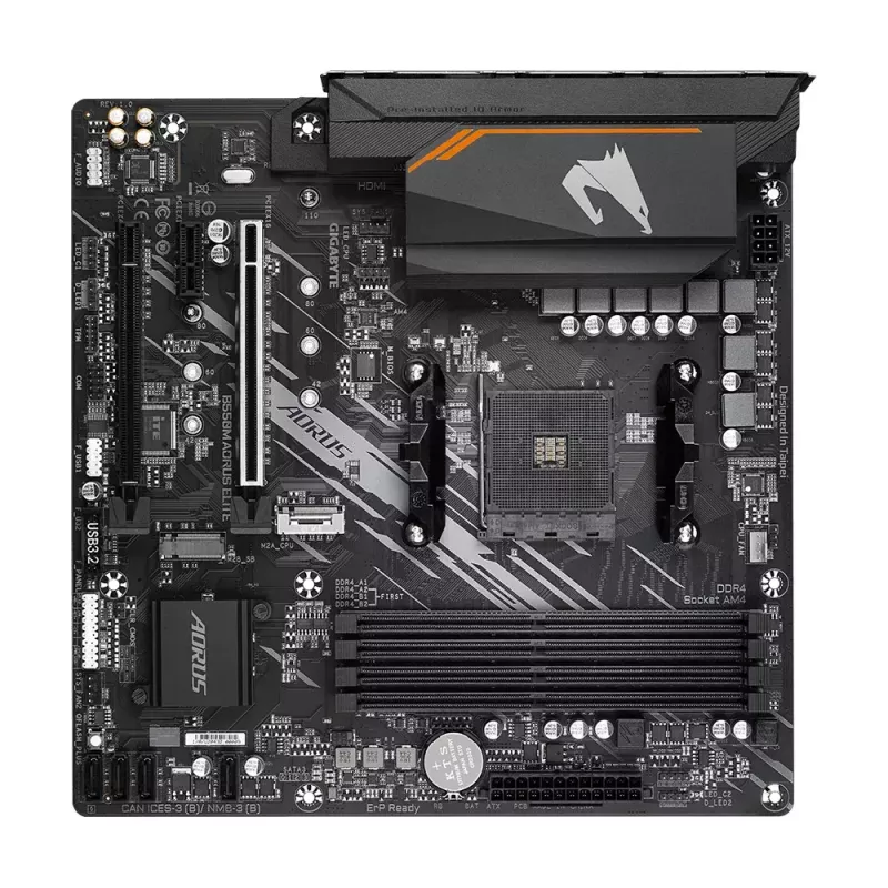 Placa base GIGABYTE B550M AORUS ELITE micro ATX, AMD B550, Socket AM4, 4x DIMM DDR4, 128GB, 2x M.2, 4x SATA III