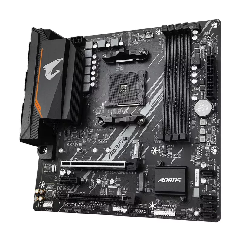Placa base GIGABYTE B550M AORUS ELITE micro ATX, AMD B550, Socket AM4, 4x DIMM DDR4, 128GB, 2x M.2, 4x SATA III
