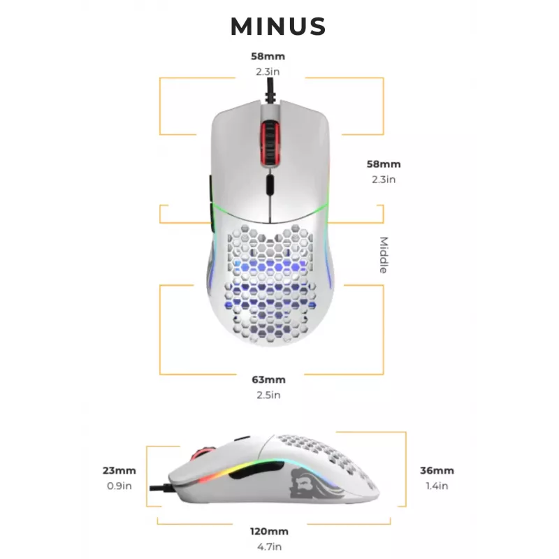 Ratón Glorious Gaming Glorious Model O- Regular (blanco), diestro, óptico, USB Type-A, 3200 DPI, blanco