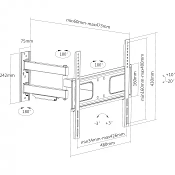 Soporte de pared InLine para pantallas 81-140 cm 32-55
