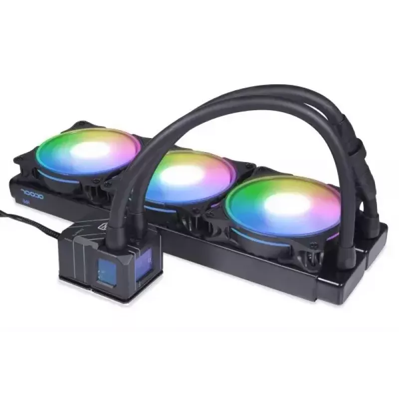 Refrigeración líquida todo en uno Alphacool 13074 — ventilador de 120 mm, 3 ventiladores, 2500 rpm, tubos de 40 cm, radiador de cobre, Multi-LED, negra