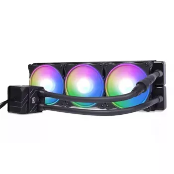 Refrigeración líquida todo en uno Alphacool 13074 — ventilador de 120 mm, 3 ventiladores, 2500 rpm, tubos de 40 cm, radiador de cobre, Multi-LED, negra