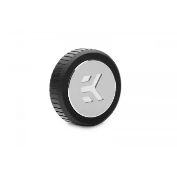 Tapón EK-Quantum Torque — latón, negro/plateado, Ø 23 mm, altura 5,5 mm