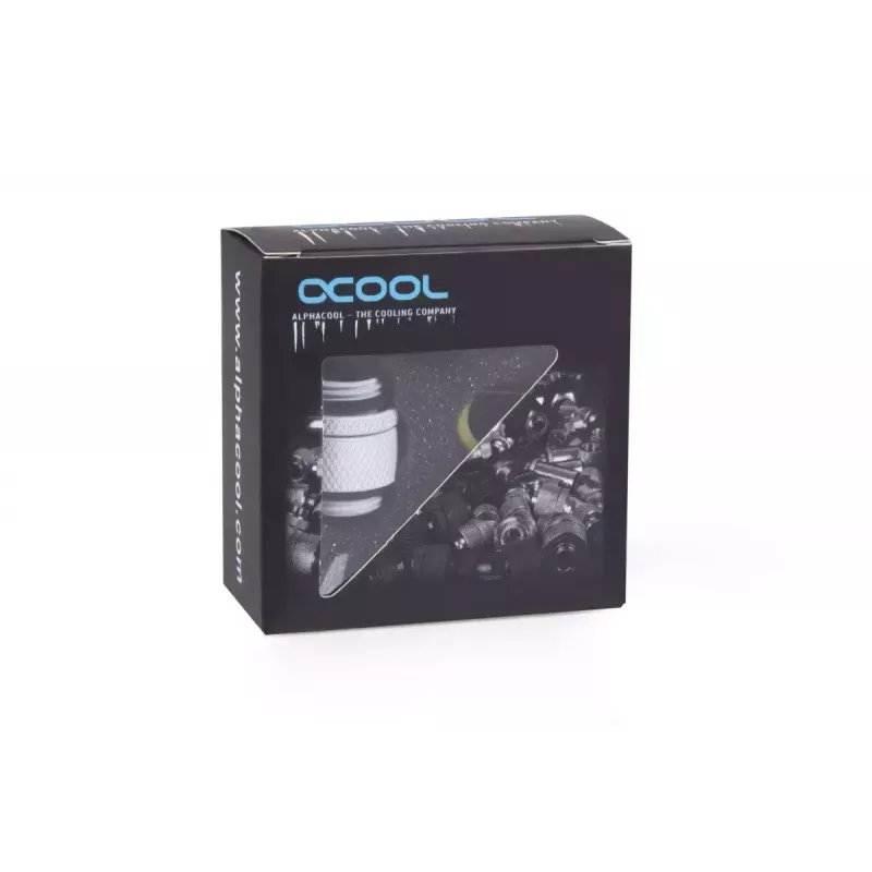 Alphacool Eiszapfen 17489 adaptador de doble niple giratorio G1/4 macho a G1/4 macho, latón, 22 mm, blanco