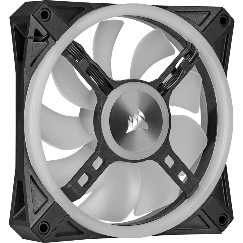 Kit de doble ventilador CORSAIR iCUE QL140 RGB 140mm PWM con Lighting Node Core