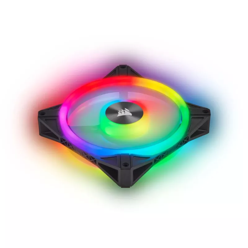 Kit de doble ventilador CORSAIR iCUE QL140 RGB 140mm PWM con Lighting Node Core