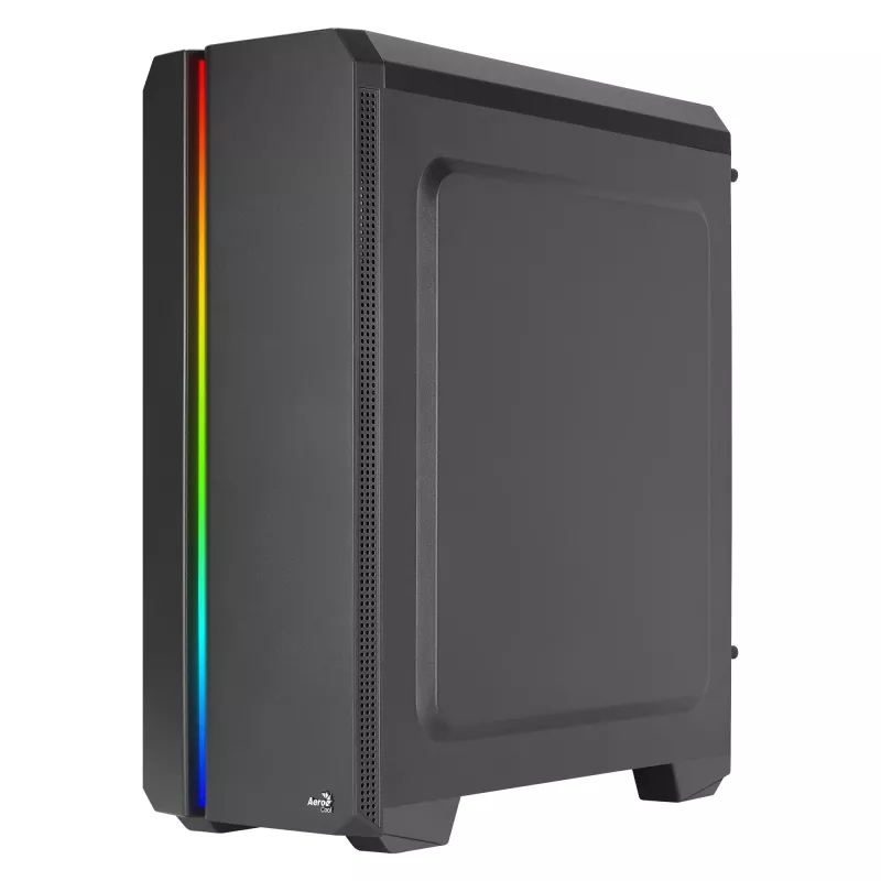 Caja PC Aerocool GENESISV2BK ATX, frontal LED ventilador ARGB 12 cm, negro