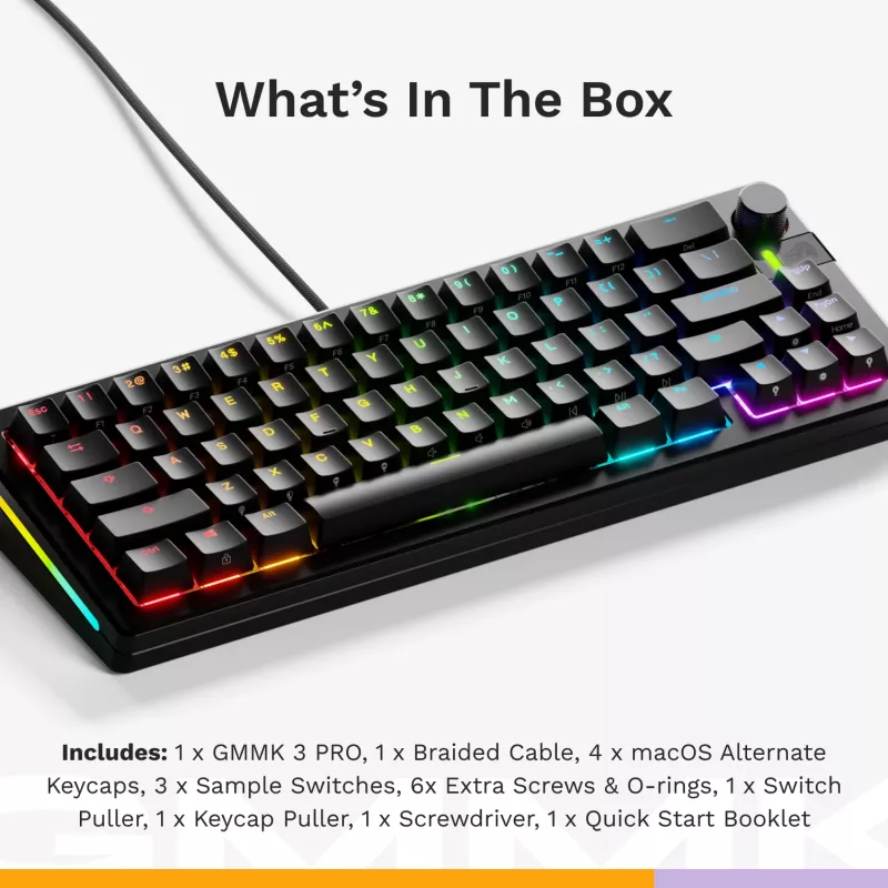 Teclado mecánico GLORIOUS GMMK 3 PRO 65% Prebuilt, con cable USB, QWERTY, RGB, Negro
