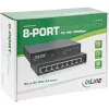 Switch de red InLine 8 puertos, 1 Gbit/s, sobremesa, metal, sin ventilador, puertos apantallados