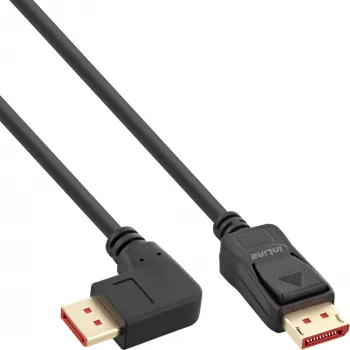 Cable DisplayPort 1.4 InLine, 8K4K, en ángulo, negro/dorado, 3m