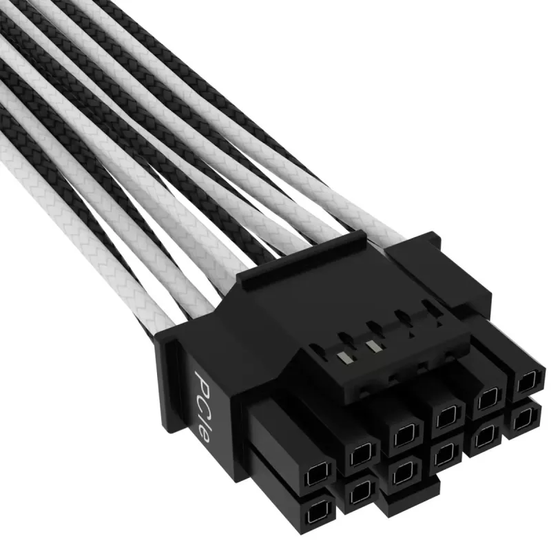 Cable CORSAIR Premium Individually Sleeved 12+4pin Pci-e Gen 5 12vhpwr 600w Type 4 Negro/Blanco