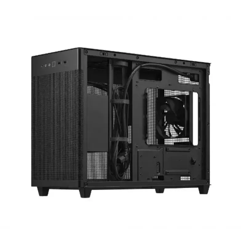 Caja de PC ASUS Prime AP201 MicroATX Mini Tower Negra — compatible con microATX, GPU máx. 338 mm, altura de disipador de CPU 170 mm, 3x bahías de 3,5 pulgadas, USB-A 2x, USB-C 1x