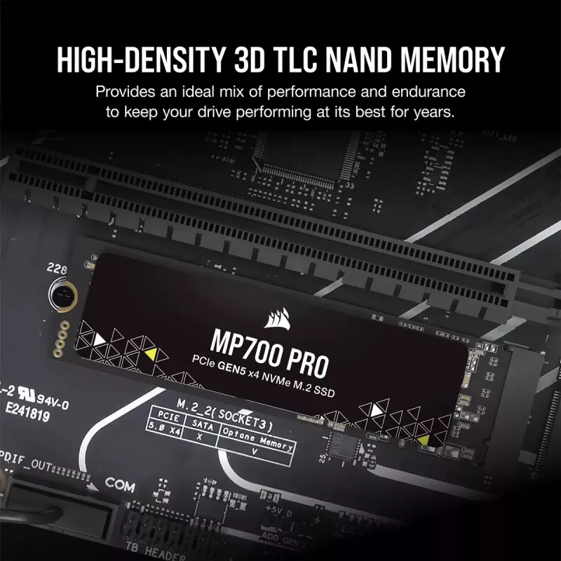 SSD Corsair MP700 PRO M.2 4 TB PCIe 5.0 NVMe 12400 MB/s lectura 11800 MB/s escritura