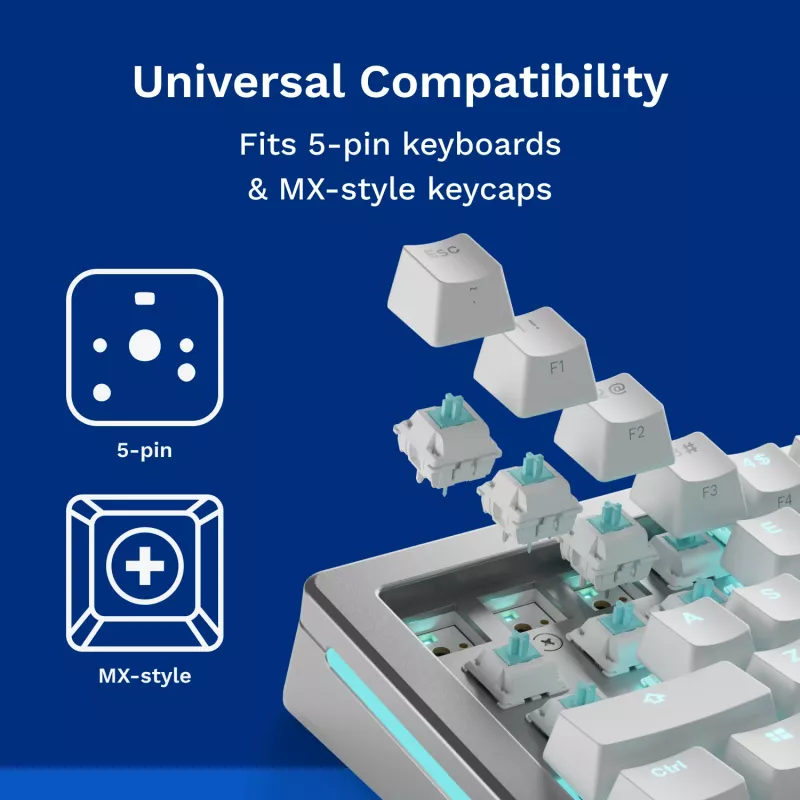 Interruptores de teclado GLORIOUS Lynx Linear Mechanical Switches — 36 uds., policarbonato, cian translúcido