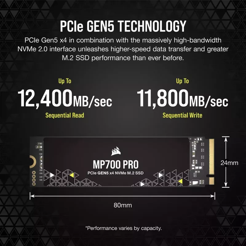 Disco SSD 2 TB CORSAIR M.2 PCI-E NVMe Gen5 MP700 PRO retail