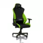 Silla gaming Nitro Concepts S300 — asiento de tela, altura ajustable 128–140 cm, ancho de respaldo 56 cm, negro/verde