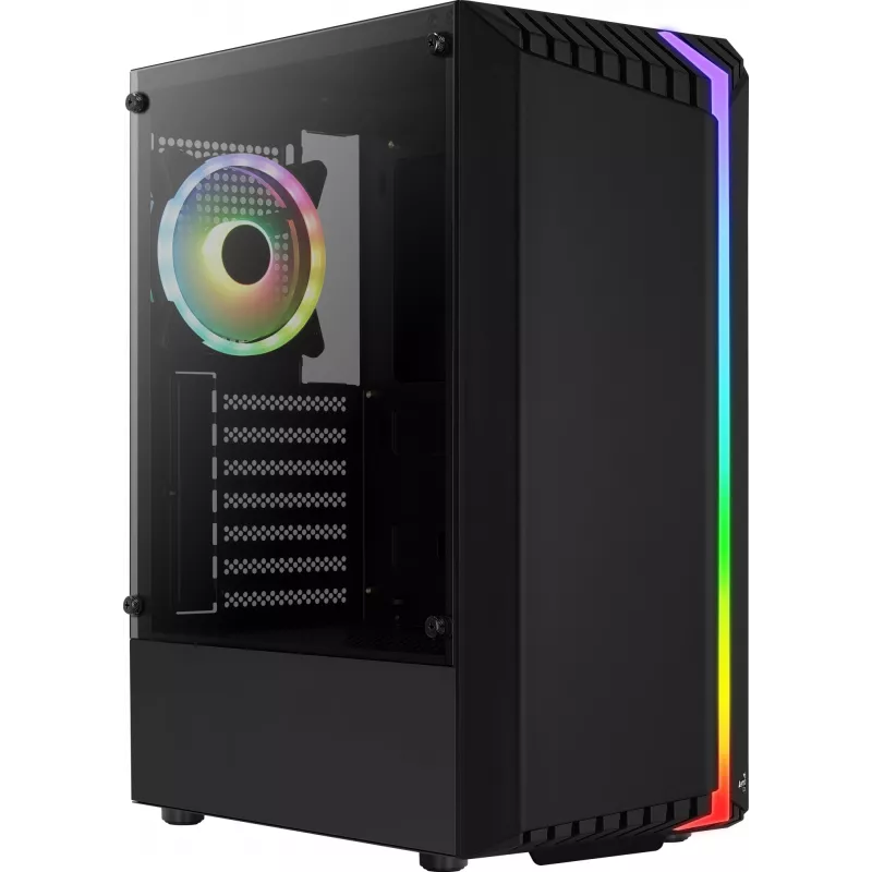 Aerocool Bionic V2 (PGS Bionic-G-BK-v2) caja de PC Midi Tower, ATX, RGB, cristal templado, negra