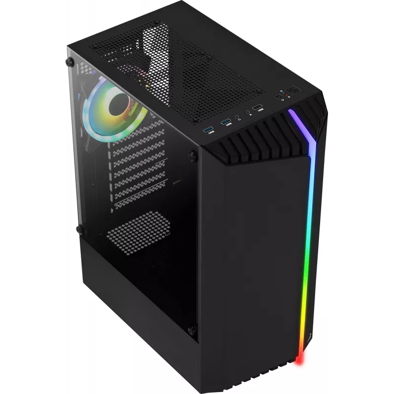 Aerocool Bionic V2 (PGS Bionic-G-BK-v2) caja de PC Midi Tower, ATX, RGB, cristal templado, negra