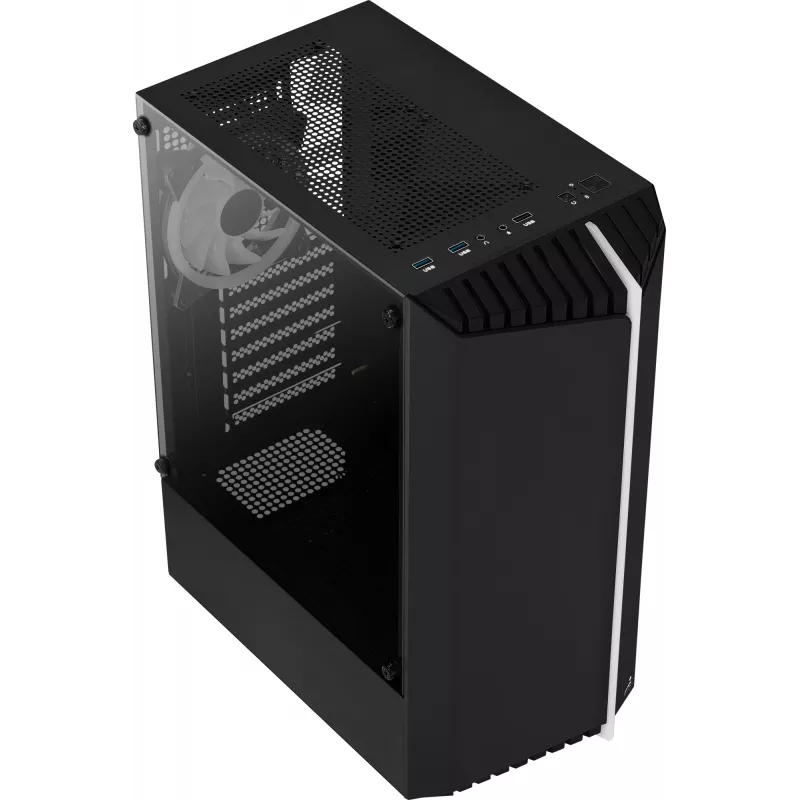 Aerocool Bionic V2 (PGS Bionic-G-BK-v2) caja de PC Midi Tower, ATX, RGB, cristal templado, negra