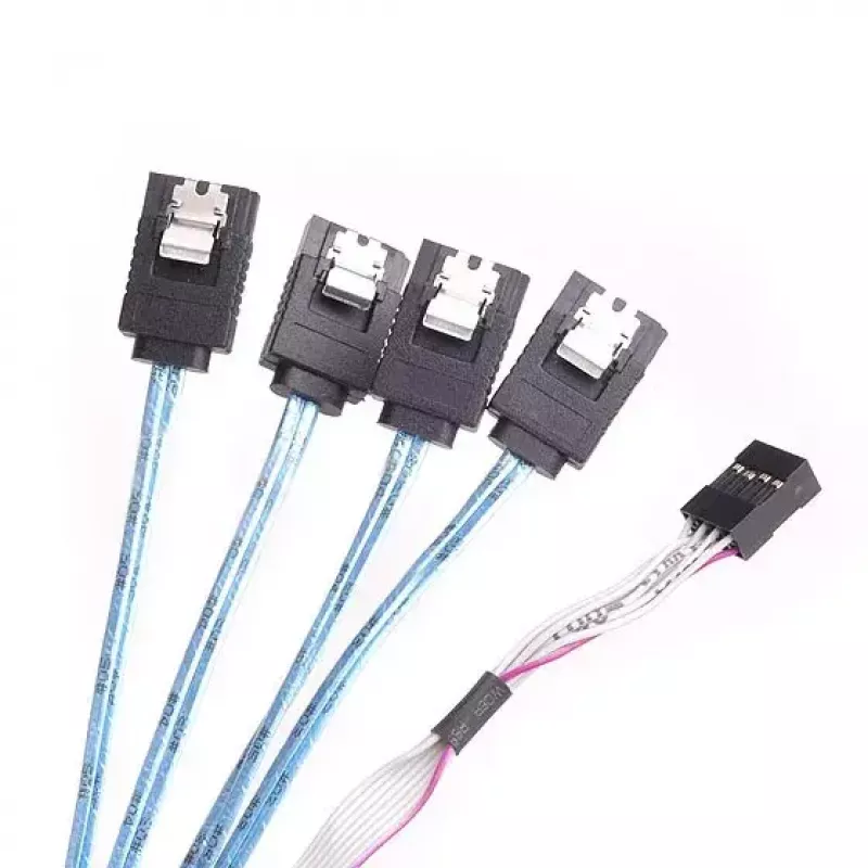 SilverStone SST-CPS05 cable de Mini-SAS HD (SFF-8643) a SATA de 7 pines con sideband, 4 carriles, SAS 12 Gbit/s, 0,5 m, negro