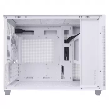 Carcasa de PC ASUS Prime AP201 MicroATX Mini Tower blanca — compatible con microATX, GPU hasta 338 mm, 3×3,5