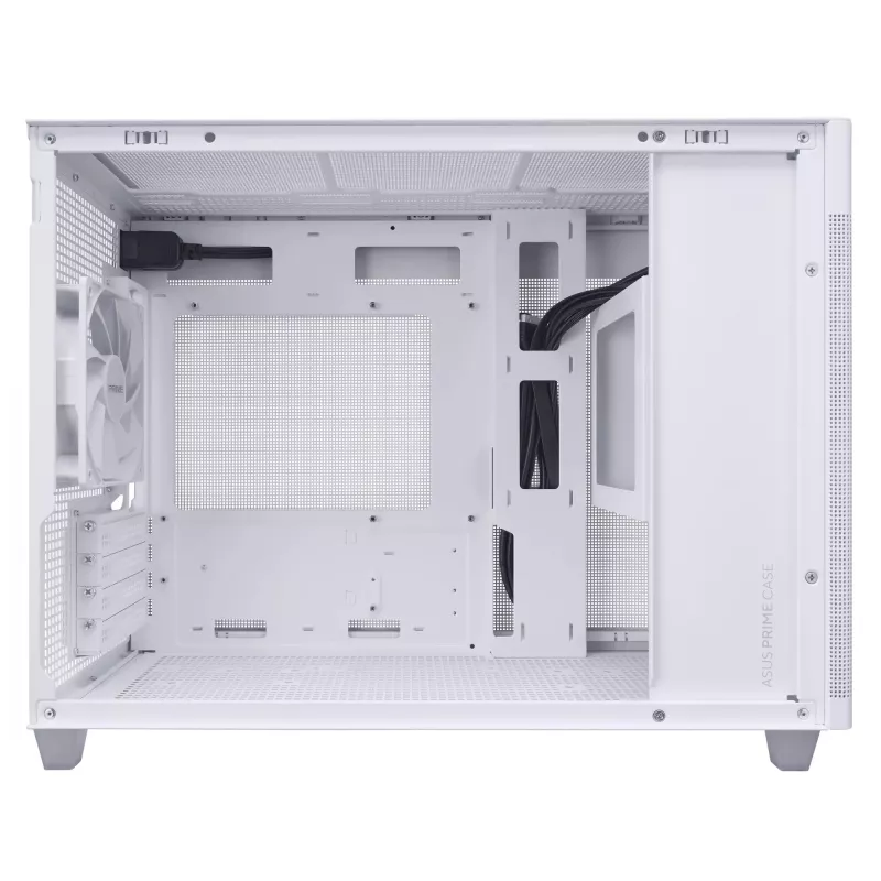 Carcasa de PC ASUS Prime AP201 MicroATX Mini Tower blanca — compatible con microATX, GPU hasta 338 mm, 3×3,5