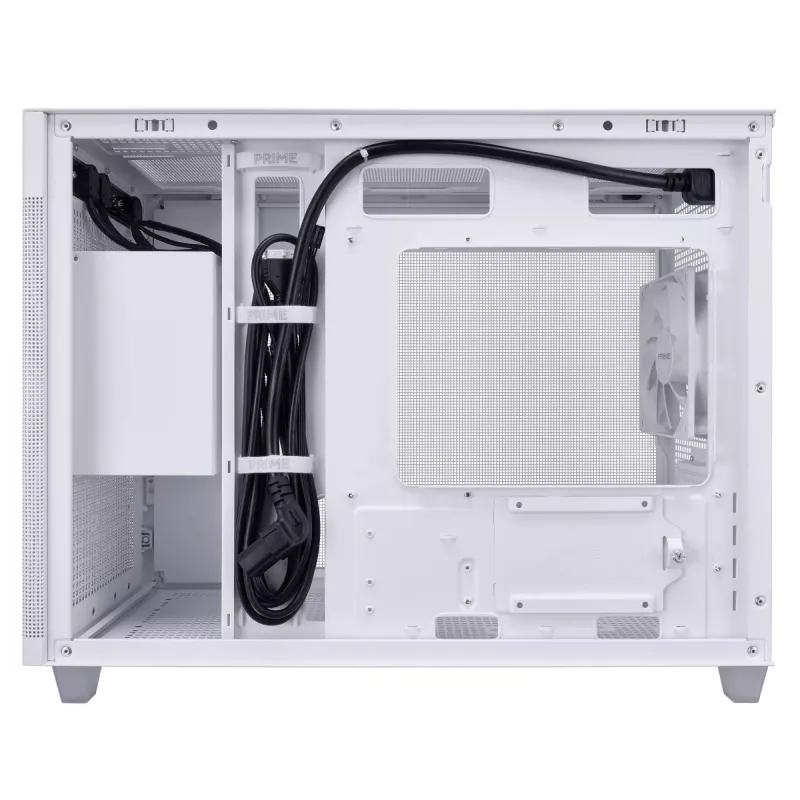 Carcasa de PC ASUS Prime AP201 MicroATX Mini Tower blanca — compatible con microATX, GPU hasta 338 mm, 3×3,5