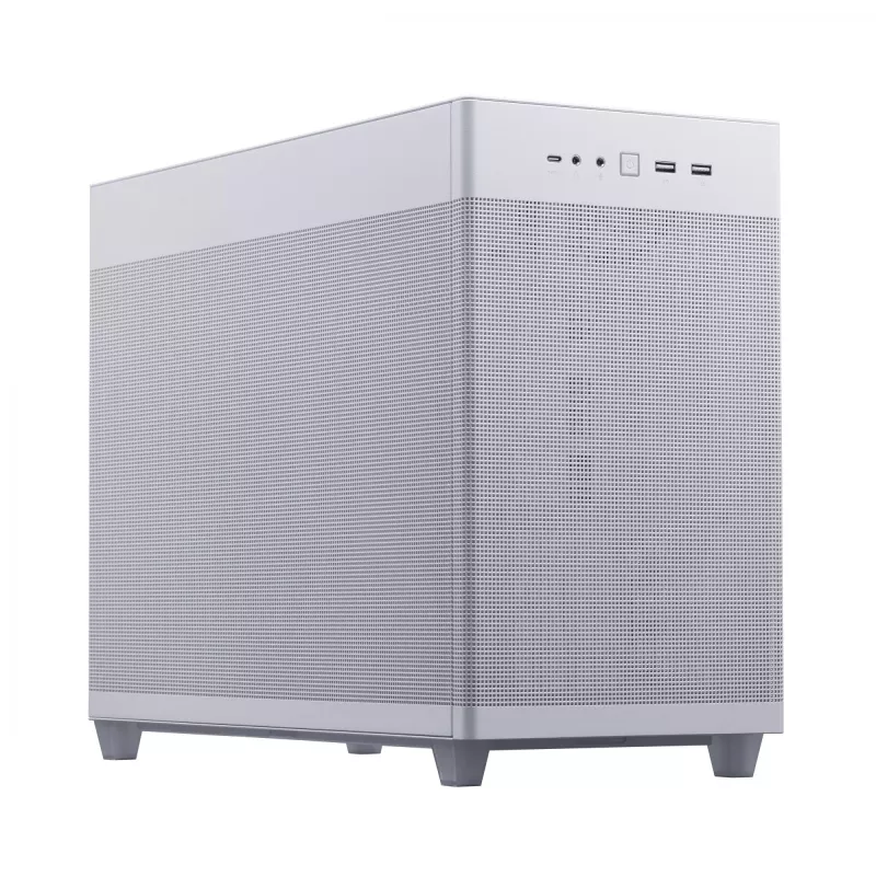 Carcasa de PC ASUS Prime AP201 MicroATX Mini Tower blanca — compatible con microATX, GPU hasta 338 mm, 3×3,5