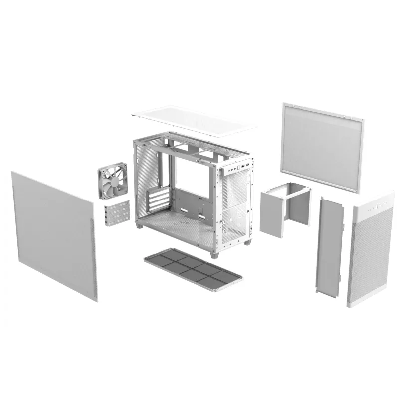 Carcasa de PC ASUS Prime AP201 MicroATX Mini Tower blanca — compatible con microATX, GPU hasta 338 mm, 3×3,5
