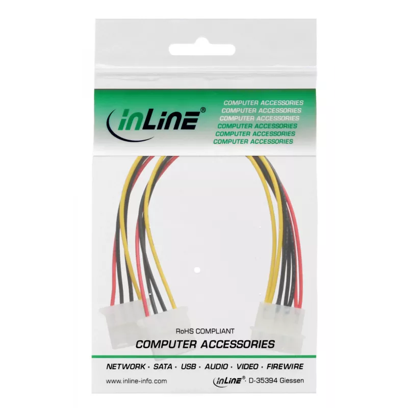 Cable en Y de alimentación interno InLine 1x 5,25 pulgadas Molex / 2x 5,25 pulgadas Molex 0,20 m