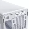 Caja de PC Lian Li A3-mATX Micro Tower blanca con detalles en madera — compatible con Micro-ATX/Mini-ITX, fuentes ATX/SFX/SFX-L