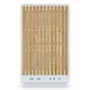 Caja de PC Lian Li A3-mATX Micro Tower blanca con detalles en madera — compatible con Micro-ATX/Mini-ITX, fuentes ATX/SFX/SFX-L