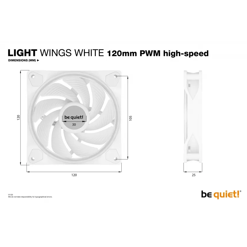 be quiet Light Wings White | 120mm PWM-High-Speed Triple-Pack ventilador para carcasa de PC 12 cm 3 uds.