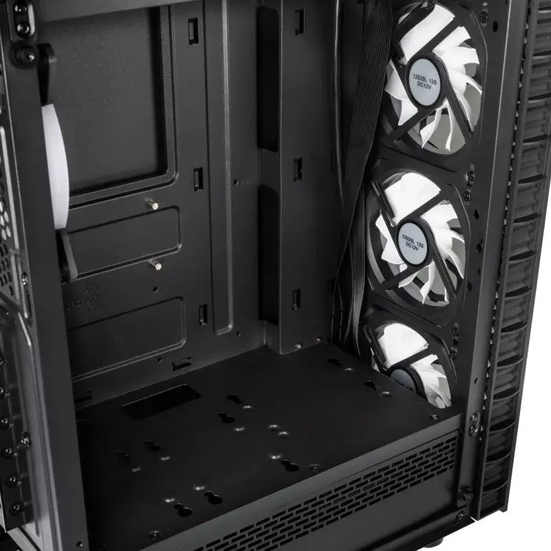 Caja de PC Midi Tower Kolink Observatory Lite — negra, cristal templado, ATX/Micro-ITX, 3x120mm frontal, 1x120mm trasero, 190×400×440 mm