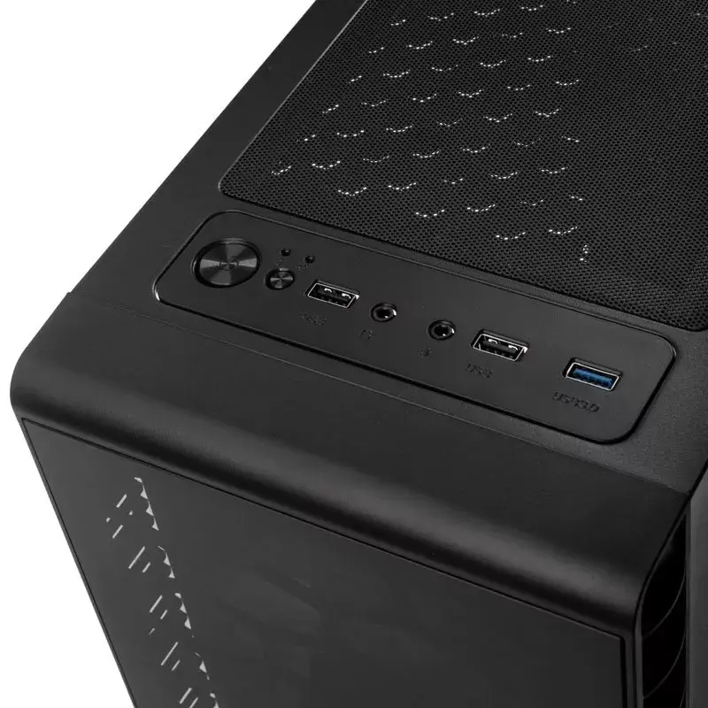 Caja de PC Midi Tower Kolink Observatory Lite — negra, cristal templado, ATX/Micro-ITX, 3x120mm frontal, 1x120mm trasero, 190×400×440 mm