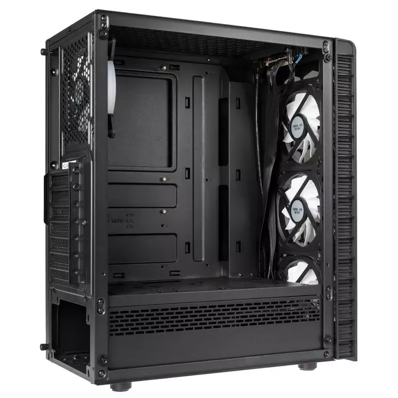 Caja de PC Midi Tower Kolink Observatory Lite — negra, cristal templado, ATX/Micro-ITX, 3x120mm frontal, 1x120mm trasero, 190×400×440 mm