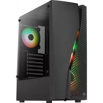 Caja de PC Aerocool WAVEBKV3 ATX de cristal templado con 4 ventiladores RGB negra