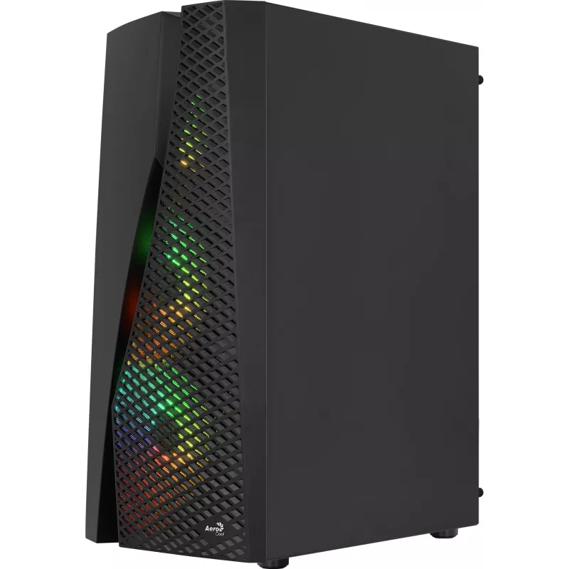 Caja de PC Aerocool WAVEBKV3 ATX de cristal templado con 4 ventiladores RGB negra