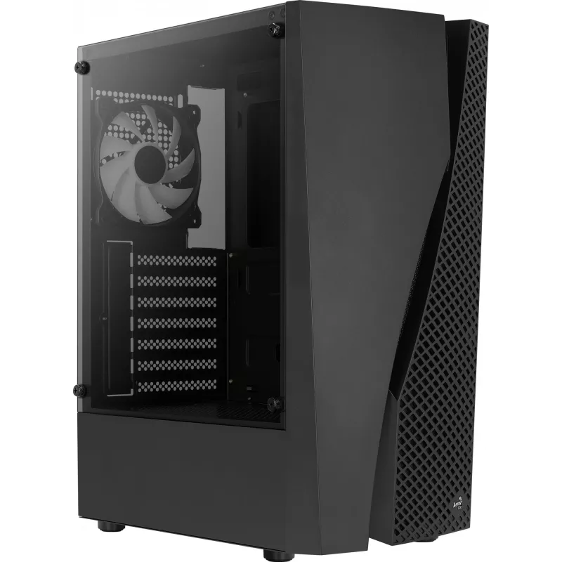 Caja de PC Aerocool WAVEBKV3 ATX de cristal templado con 4 ventiladores RGB negra