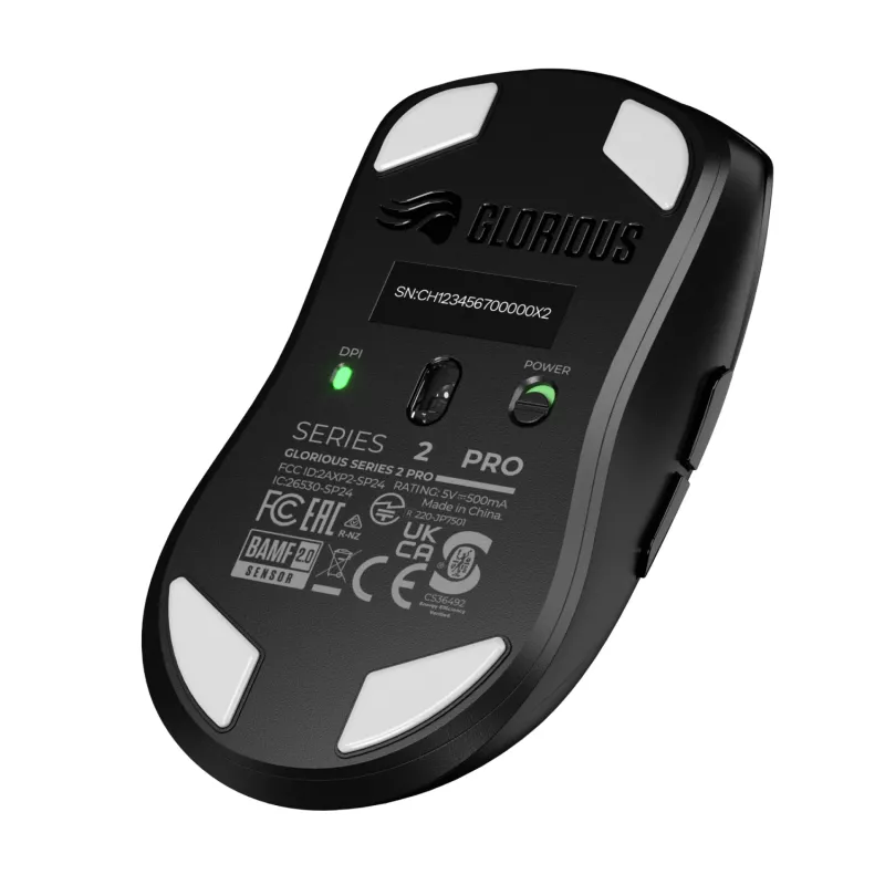 Ratón gaming inalámbrico GLORIOUS Series 2 PRO (para diestros) – 26.000 DPI, RF Wireless + USB‑C, 4K/8K Hz, 6 botones, negro