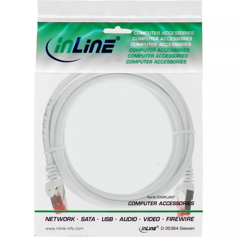 Cable de red S/FTP PiMF Cat.6 250MHz PVC cobre blanco 0,5m InLine